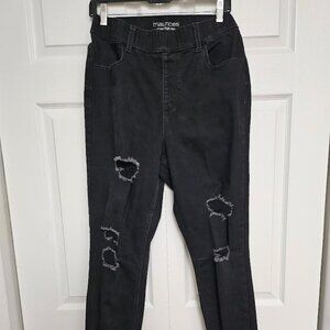 MAURICES: Black. Super High Rise. Distressed Elements. Jeans. Size: 14